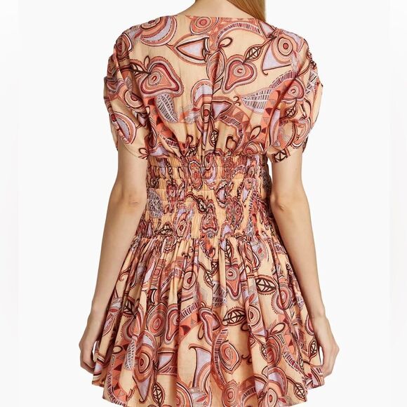 NWT A.L.C Luna Smocked Dress Nude Peach Multi Size 8 $ 495.00 - Picture 9 of 11